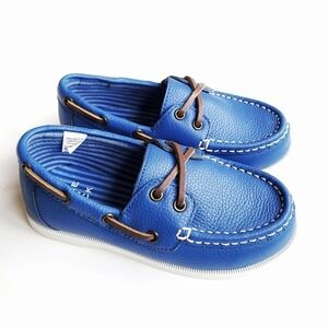 Janie & Jack 10 toddler Leather Boat Shoe Capri Blue Like New
